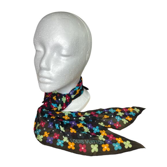Louis Vuitton Silk Black Multicolor Scarf - Picture 1 of 4